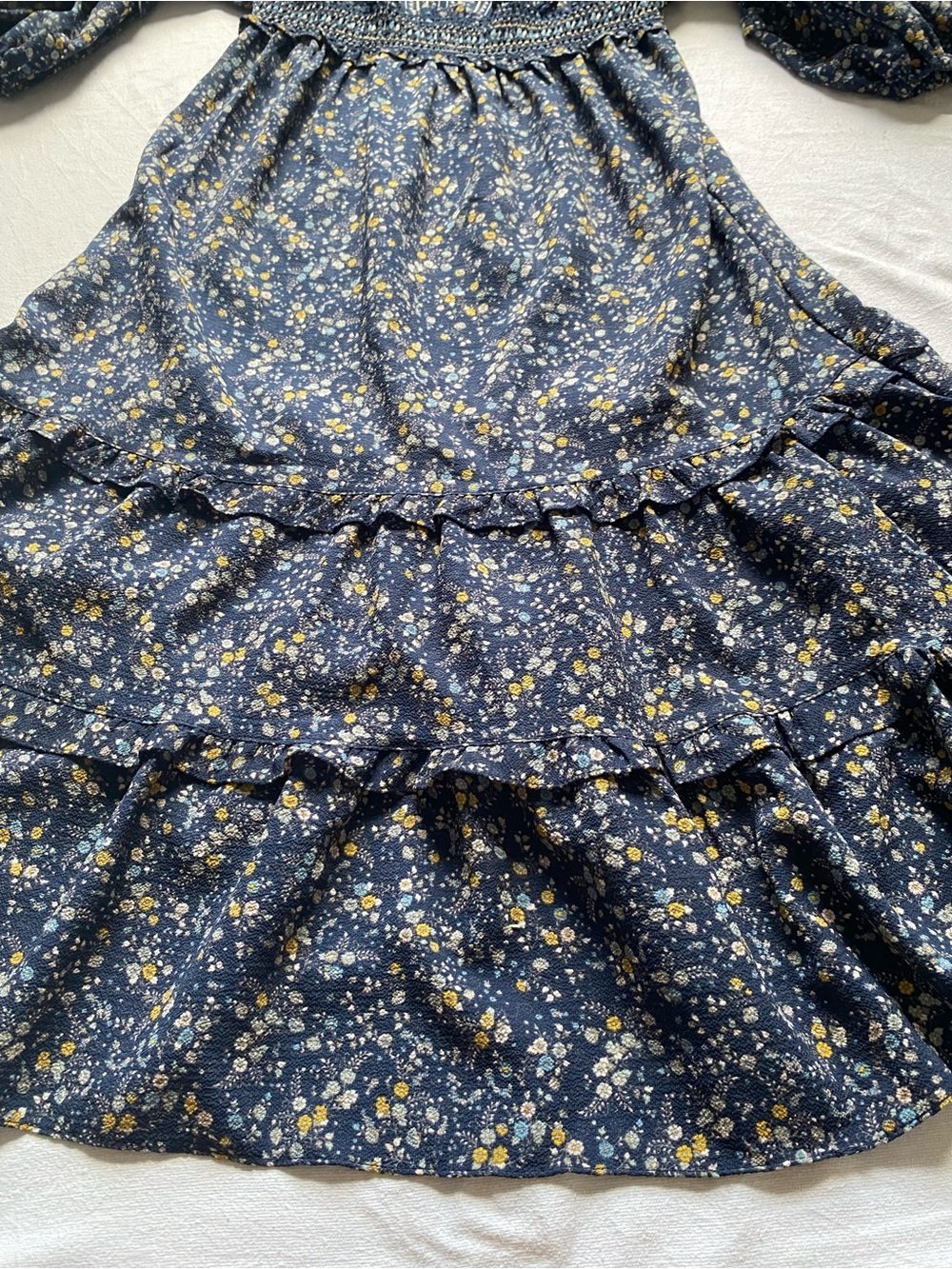 Max Studio Navy Floral Tiered Maxi Dress SZ L - Picture 2 of 16